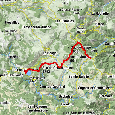 Le Lac-d'Issarlès - Suc de Cherchemuse - Suc de la Lauzière - La Source Authentique de la Loire