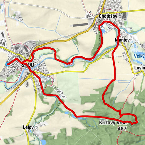 Stod - Restaurace U Nádraží - Špitální kaple - Křížový vrch