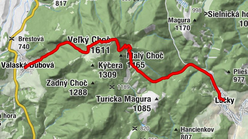 Valaská Dubová - Veľký Choč - Kúpeľná dvorana - Lúčky