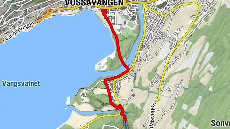 Vossavangen - Prestegardsmoen - Gjernes - Voss