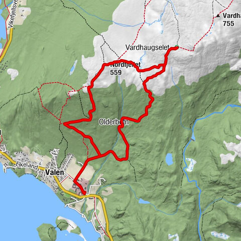 Valen - Hjorteberg - Nordfjellet - Olderbotn