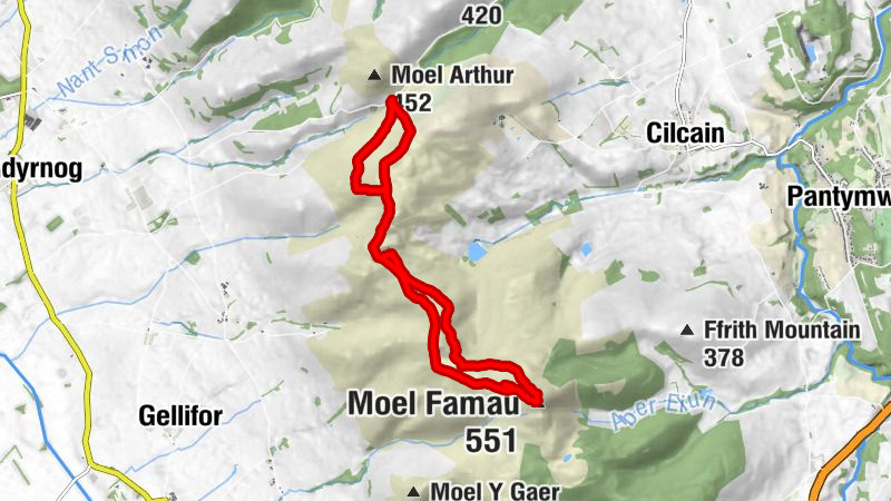 Cilcain - Moel Dywyll - Moel Famau - Jubilee Tower