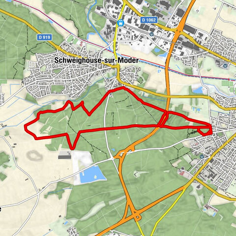 Schweighouse-sur-Moder - Jungfrauenfeld - Flachslaeng - Bischweiler Hard