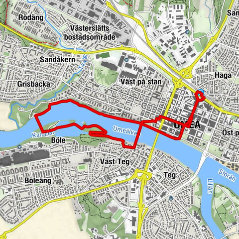 Umeå Central - Böle - Väst-Teg - Umeå