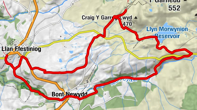 Llan Ffestiniog - Rhaeadr Cynfal - Bont Newydd - Bron Goronwy