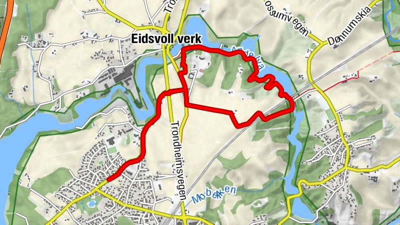 Sagmoen - Råholt - Venjarfossen - Eidsvoll verk