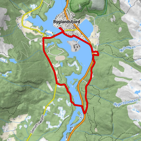 Surtefossen - Sennummoen - Byglandsfjord - Vassendfeltet