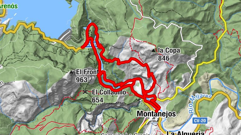 Montanejos - Naveldes - los Planos de Chinchán - Estrecho de Chillipájaros