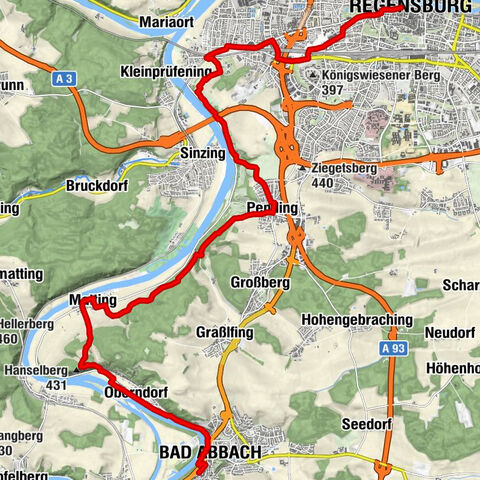 Bad Abbach - Hanselberg - St. Wolfgang - Regensburg