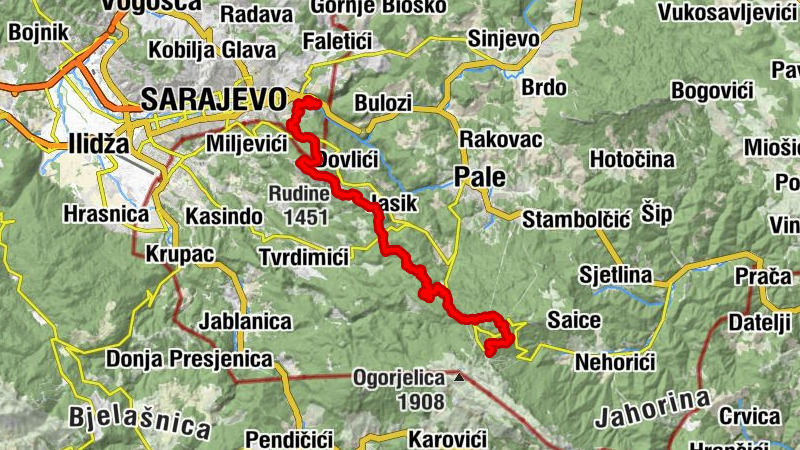 Kozija ćuprija - Trebević - Rudine - Zelena glava