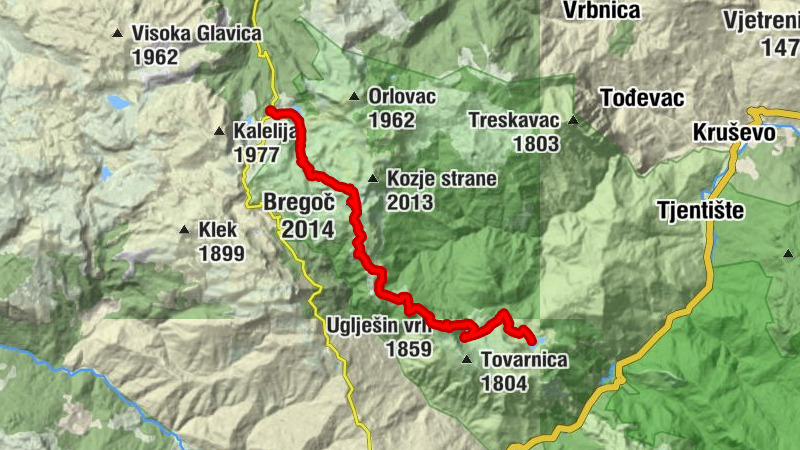Тјентиште - Uglješin vrh - Bregoč - Planinska kuća Orlovačko jezero