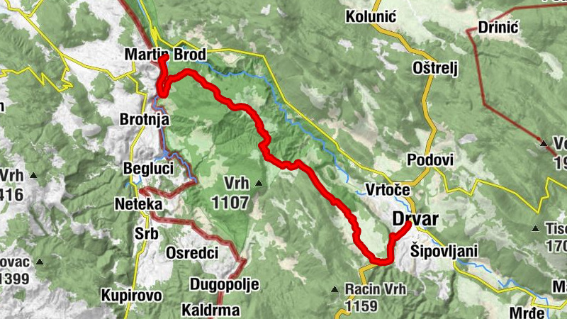 Drvar - Drvar Selo - Kamenica - Martin Brod