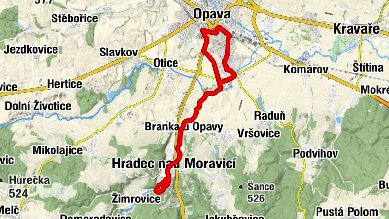 Opava - AREASPORT - Hospoda U Mostu - Opava východ