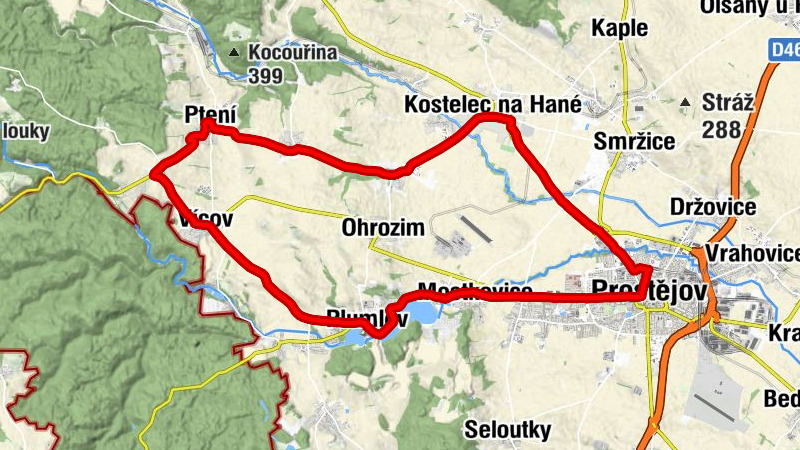 Prostějov místní nádraží - Kaple svatého Františka Xaverského - Kostel Nejsvětější Trojice - Kostel svatého Floriána