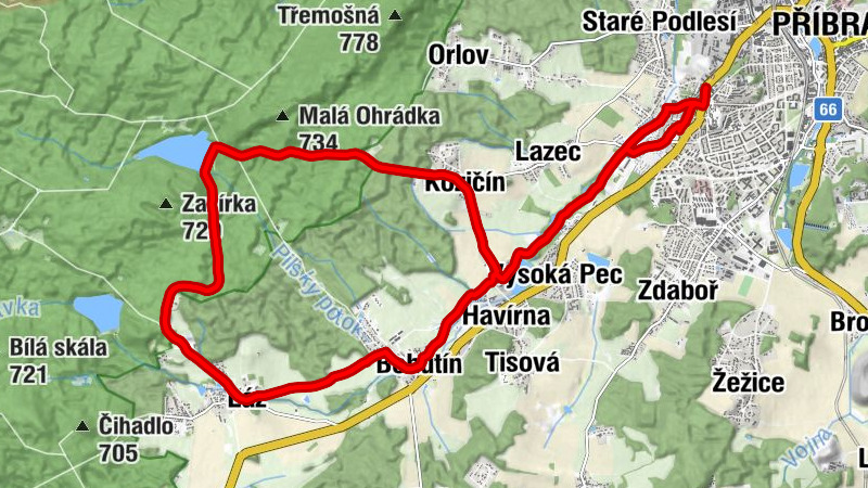 Příbram - Vysoká Pec - Havírna - Ševčínská štola