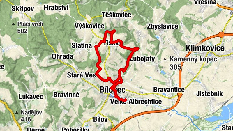 Bílovec-město - Bílovec - Tísek - Kaple sv. Panny Marie Pomocné