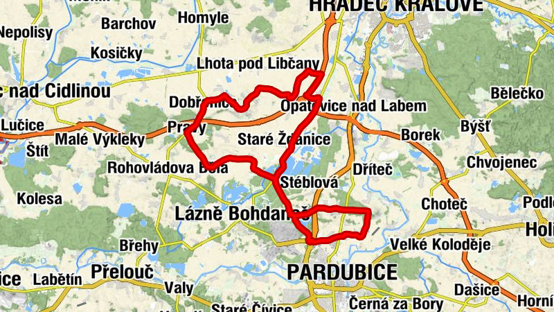 Hotel Trim - kaple sv. Floriana - Vrchy - Pardubice