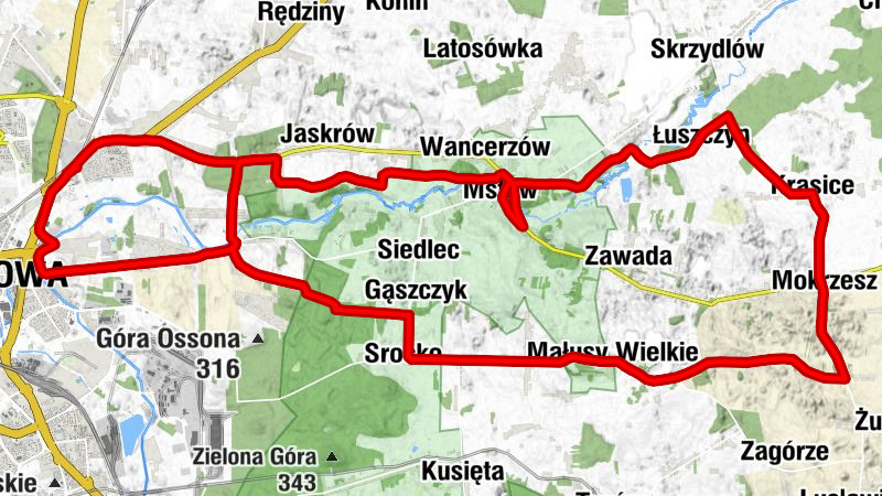 Częstochowa - Wzgórze Borzykowskie - Złota Góra - Kamień