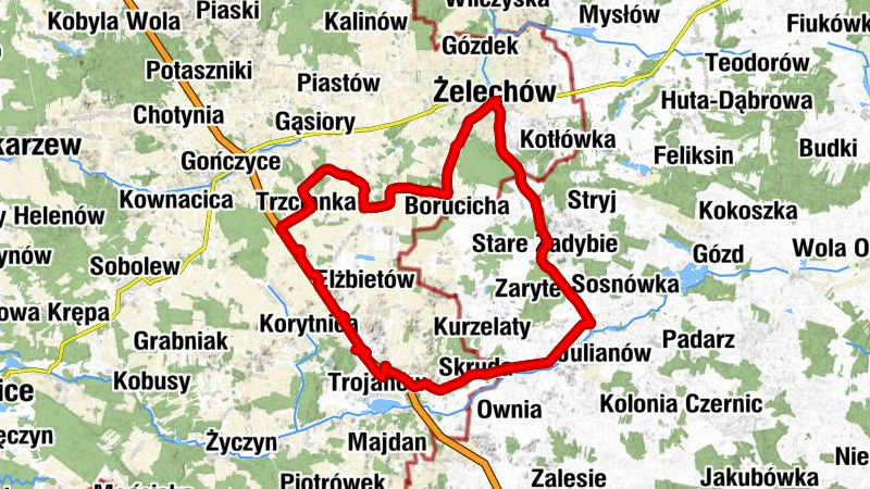 Żelechów - Księżyzna Południowa - Letnisko-Warda - Nowe Zadybie