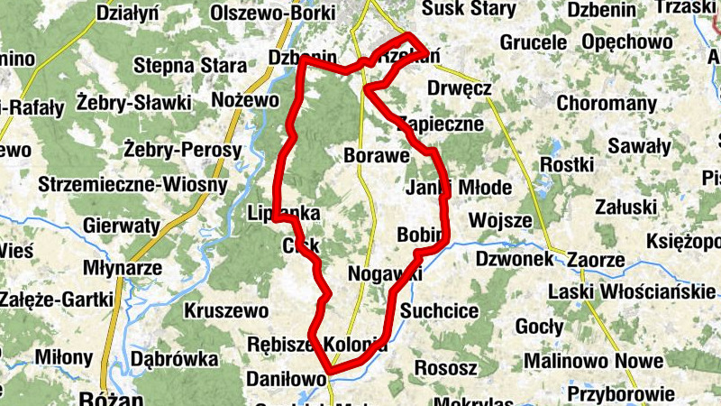 Ostrołęka - Tobolice - Dzbenin - Korczaki