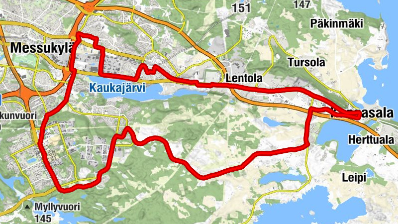 Hervantajärvi - Kangasala - Messukylä