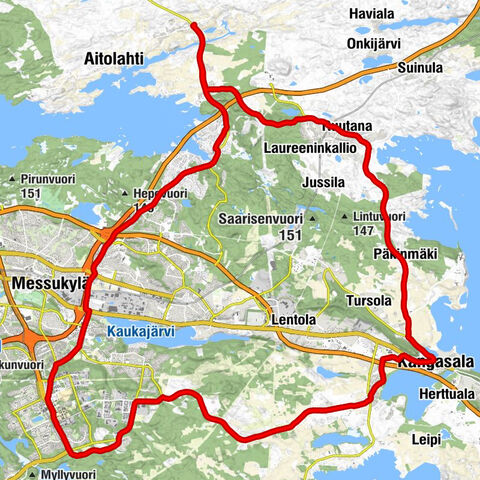 Hervantajärvi - Kangasala - Aitolahden kirkko