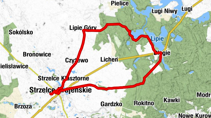 Strzelce Krajeńskie - Strzelce Klasztorne - Czyżewo - Lipie Góry