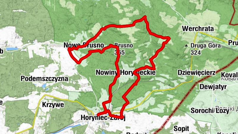 Horyniec-Zdrój - Sioło - Brusno - Kaplica pw. Matki Bożej Nowiny