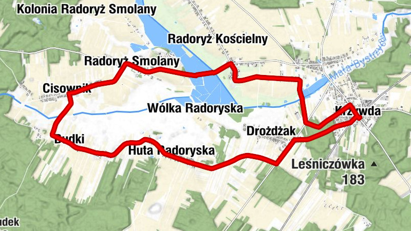 Krzywda - Działkowice - Huta Radoryska - Kościół pw. M.B. Częstochowskiej