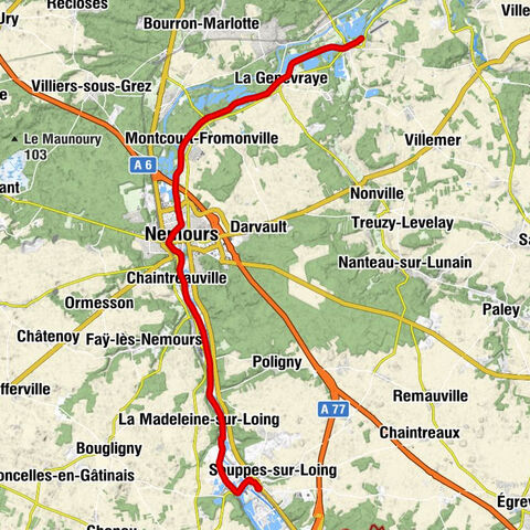 Souppes - Château-Landon - Bagneaux-sur-Loing - Chaintréauville - Nemours