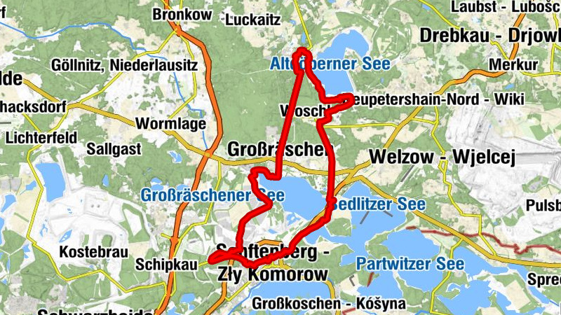 Hörlitz - Senftenberg - Zły Komorow - Großräschen - Gattigmühle