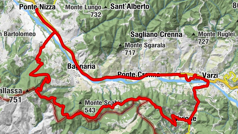 Ponte Nizza - Molino del Conte - San Ponzo Semola - Chiesa dei Cappuccini (Antica Pieve di San Germano)