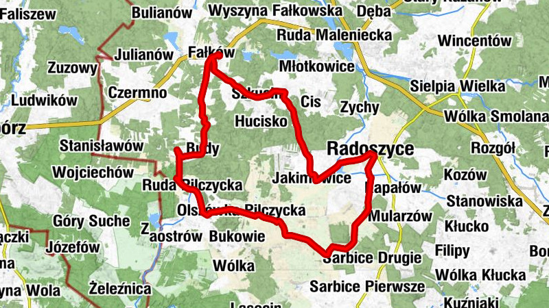 Podzamcze - Kościół pw. Świętej Trójcy - Radoszyce - Zajazd Podzamcze