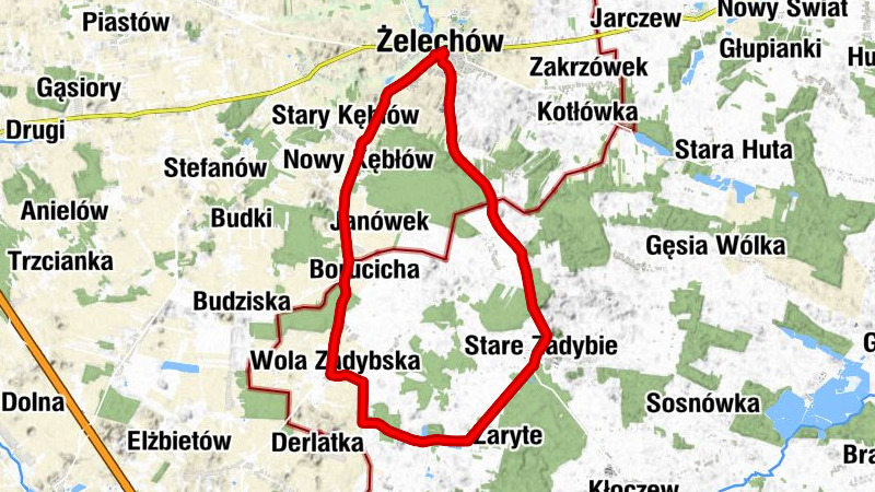 Żelechów - Księżyzna Południowa - Letnisko-Warda - Nowe Zadybie