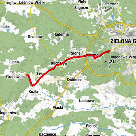 Zielona Góra - Zajazd - Rybno - Wilkanowo