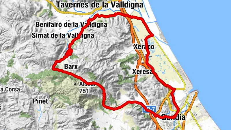Gandia - Coll de la Visteta - Tavernes de la Valldigna