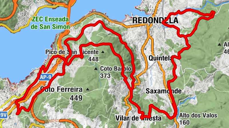 Redondela AV - Alto dos Valos - Alto da Encarnación - Redondela