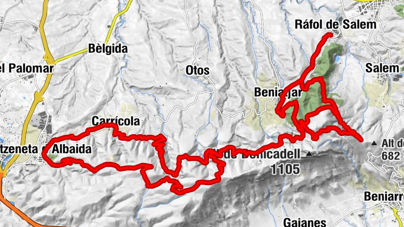 Ráfol de Salem - Ermita del Crist del Calvari - Carrícola - Collado de Turballos