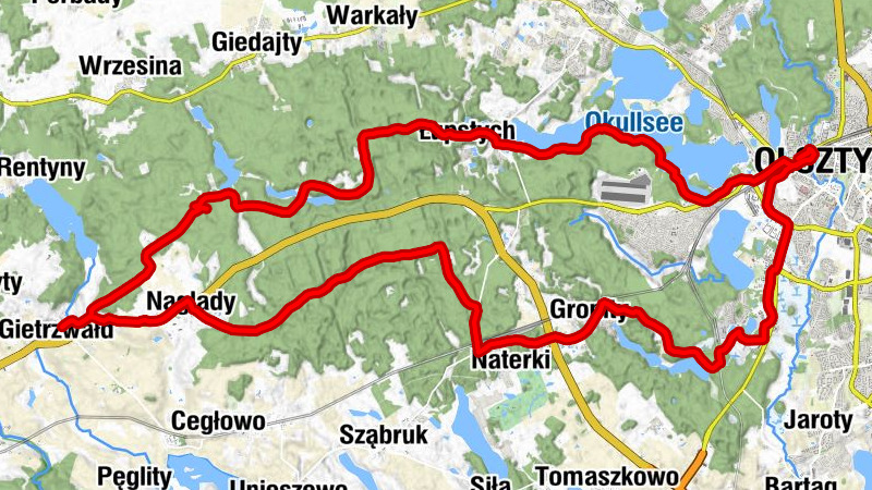 Olsztyn - Łupstych - Mały Łupstych - Gietrzwałd