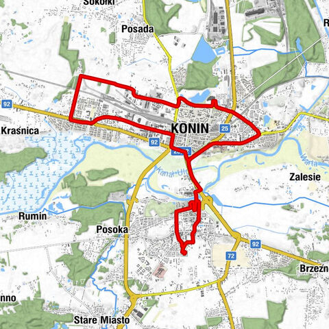 Osiedle Armii Krajowej - Kościół pw. Świętego Ducha - Starówka - Konin