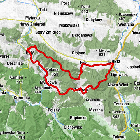 Dukla - Łysa Góra - Polana - Cergowska