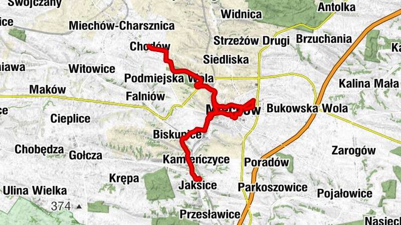Jaksice - Koralówki - Kamieńczyce - Miechów
