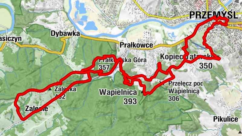 Przemyśl Główny - Zaleska - Prałkowska Góra - Kopiec Tatarski