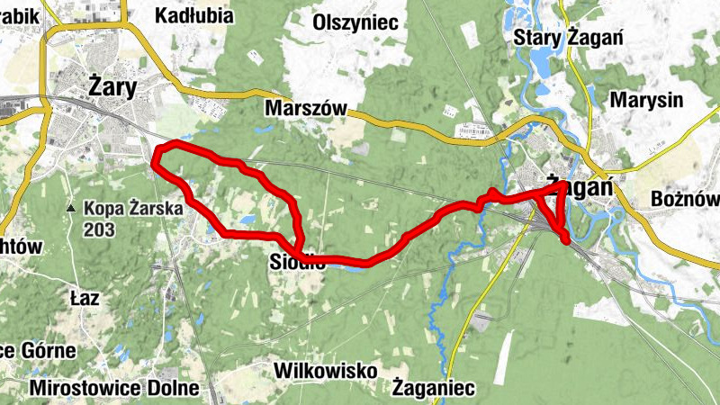 Żagań - Siodło - Żary