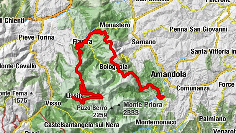 Pieve - Rifugio Casali - Pian Tertena - Montefortino