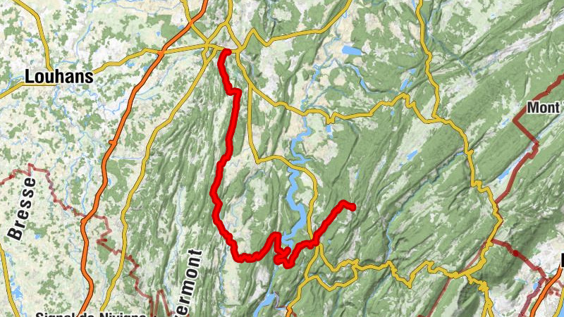 Lons-le-Saunier - Montée de Lect - Col des Crozatons - Auberge du Pré du Frène