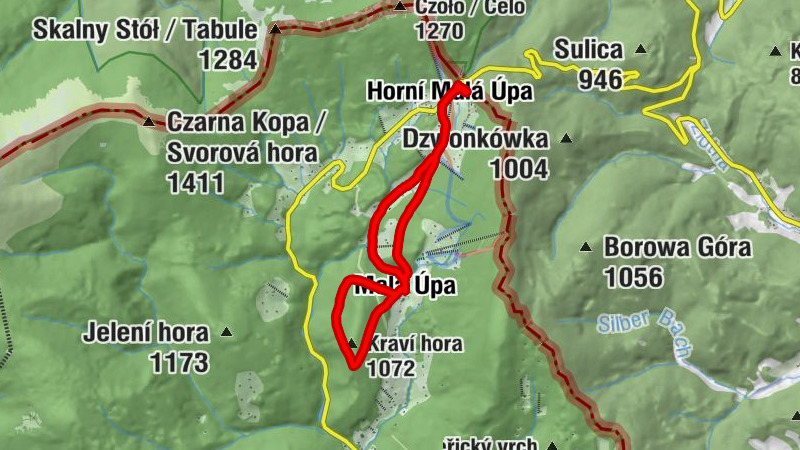 Graniczne Budy - Horní Malá Úpa - Malá Úpa - Kraví hora