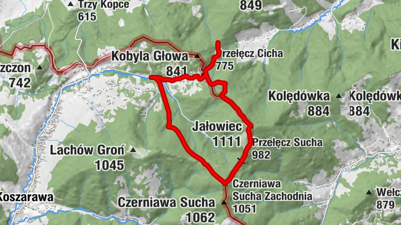 Cicha - Czerniawa Sucha Zachodnia - Przełęcz Sucha - Jałowiec