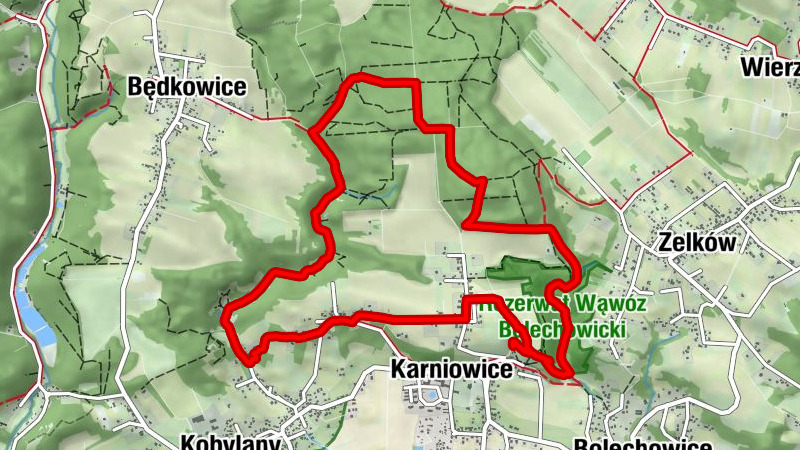 Karniowice - Schronisko na Kawcu - Gaj Kobylański