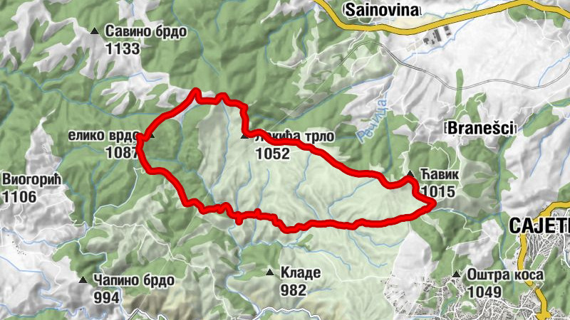 Ћавик - Дебело брдо - Велико врдо - Бранешци